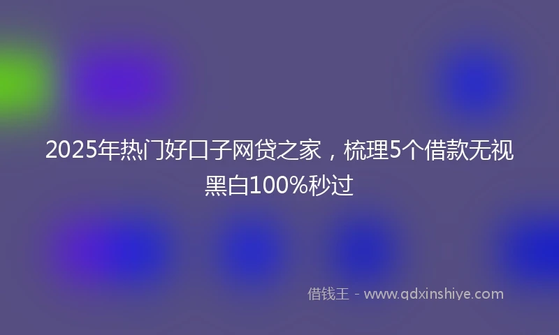 2025年热门好口子网贷之家，梳理5个借款无视黑白100%秒过