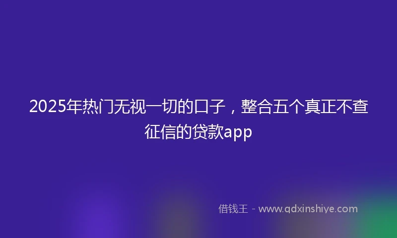 2025年热门无视一切的口子，整合五个真正不查征信的贷款app