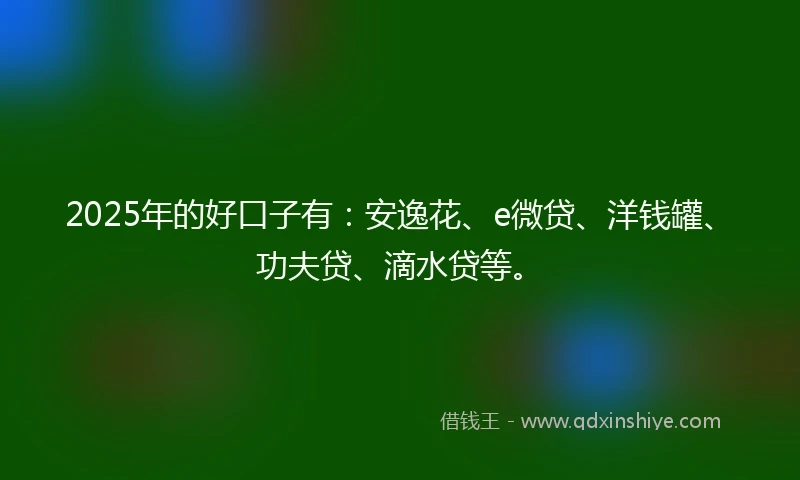 2025年的好口子有：安逸花、e微贷、洋钱罐、功夫贷、滴水贷等。
