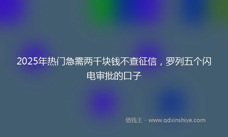 2025年热门急需两千块钱不查征信，罗列五个闪电审批的口子