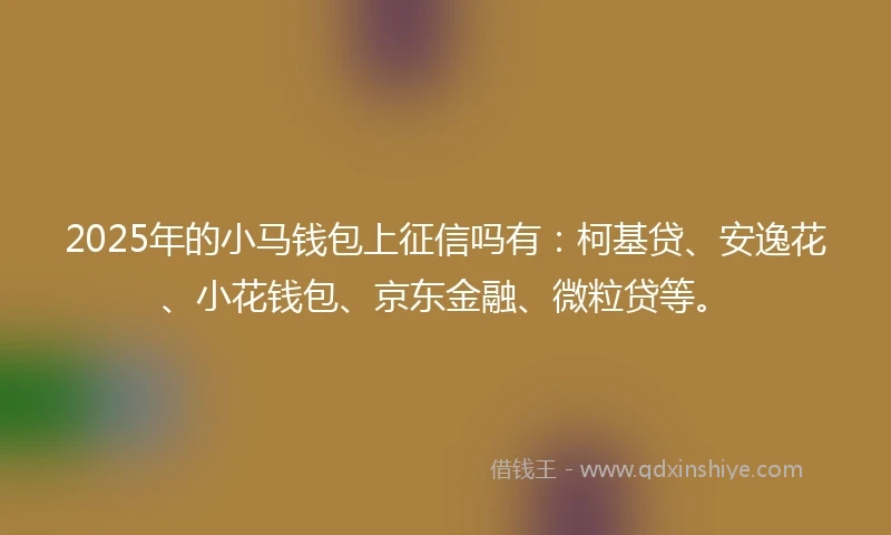 2025年的小马钱包上征信吗有：柯基贷、安逸花、小花钱包、京东金融、微粒贷等。