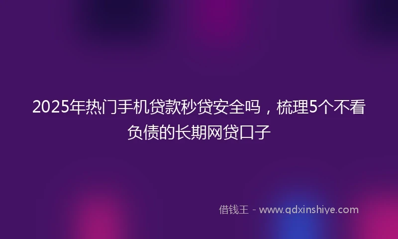 2025年热门手机贷款秒贷安全吗，梳理5个不看负债的长期网贷口子