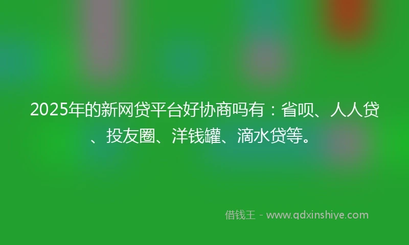 2025年的新网贷平台好协商吗有：省呗、人人贷、投友圈、洋钱罐、滴水贷等。