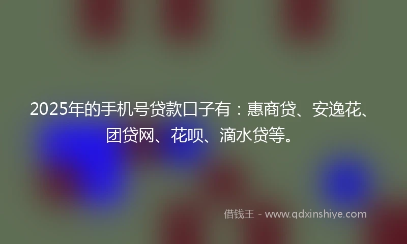 2025年的手机号贷款口子有：惠商贷、安逸花、团贷网、花呗、滴水贷等。