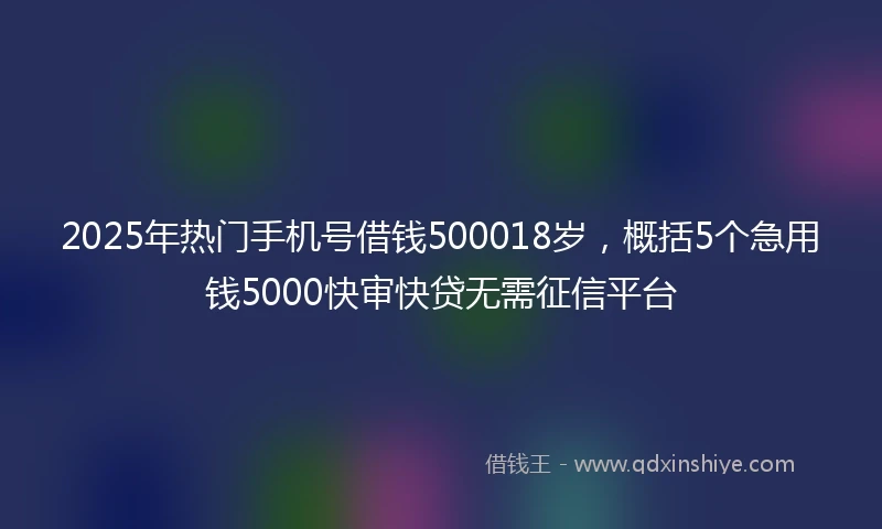 2025年热门手机号借钱500018岁，概括5个急用钱5000快审快贷无需征信平台