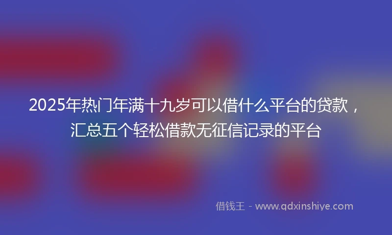 2025年热门年满十九岁可以借什么平台的贷款，汇总五个轻松借款无征信记录的平台