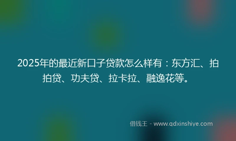 2025年的最近新口子贷款怎么样有：东方汇、拍拍贷、功夫贷、拉卡拉、融逸花等。
