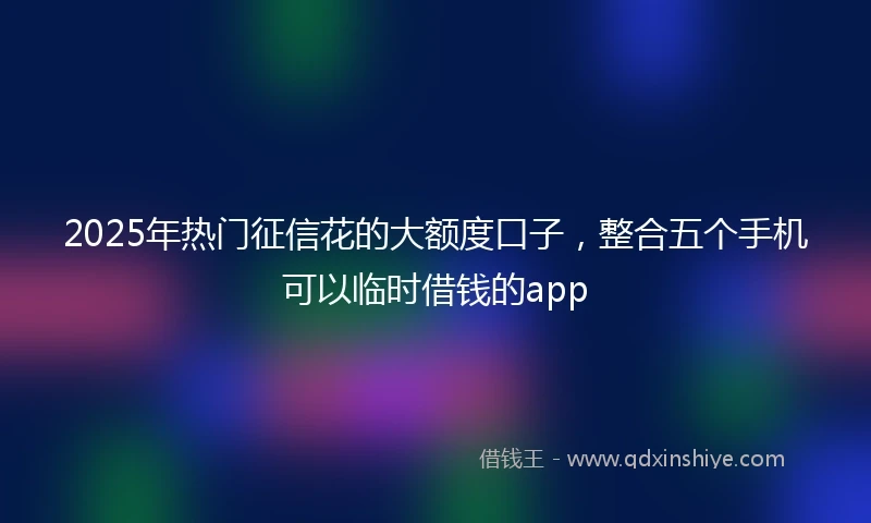 2025年热门征信花的大额度口子，整合五个手机可以临时借钱的app