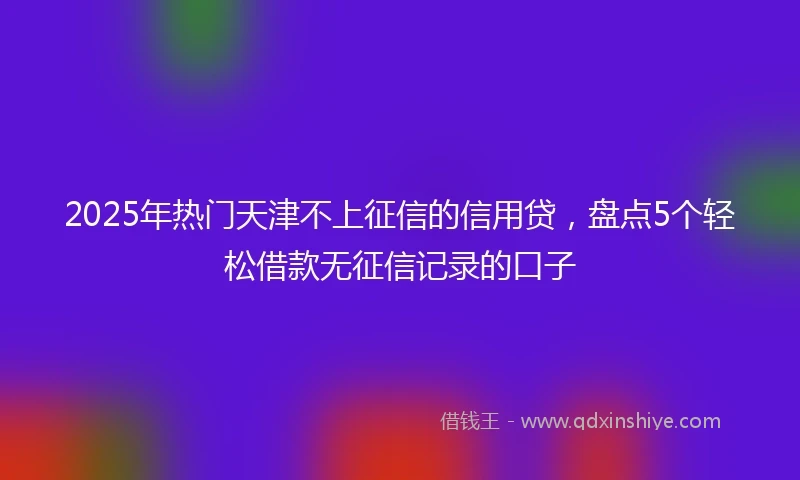 2025年热门天津不上征信的信用贷，盘点5个轻松借款无征信记录的口子