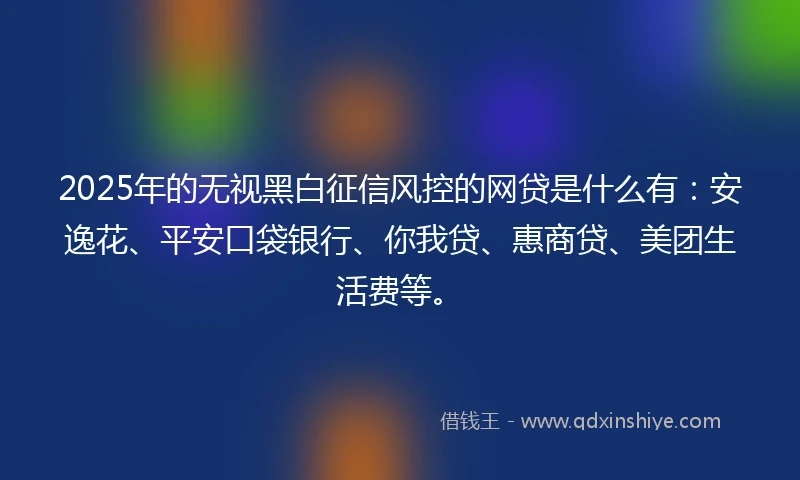 2025年的无视黑白征信风控的网贷是什么有：安逸花、平安口袋银行、你我贷、惠商贷、美团生活费等。