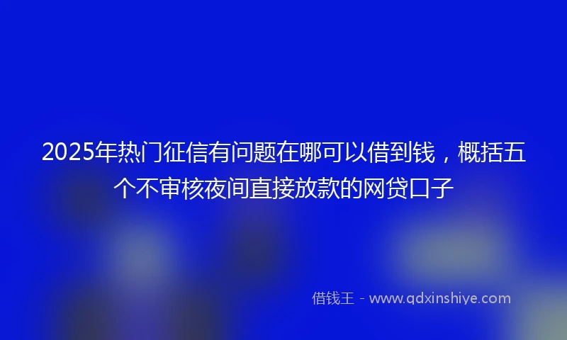 2025年热门征信有问题在哪可以借到钱，概括五个不审核夜间直接放款的网贷口子