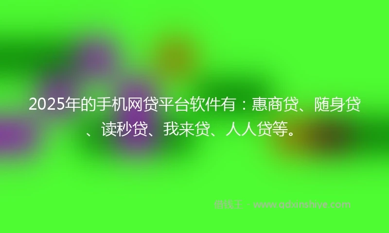 2025年的手机网贷平台软件有：惠商贷、随身贷、读秒贷、我来贷、人人贷等。