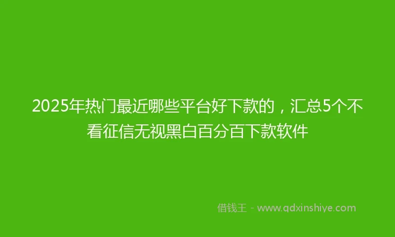 2025年热门最近哪些平台好下款的，汇总5个不看征信无视黑白百分百下款软件