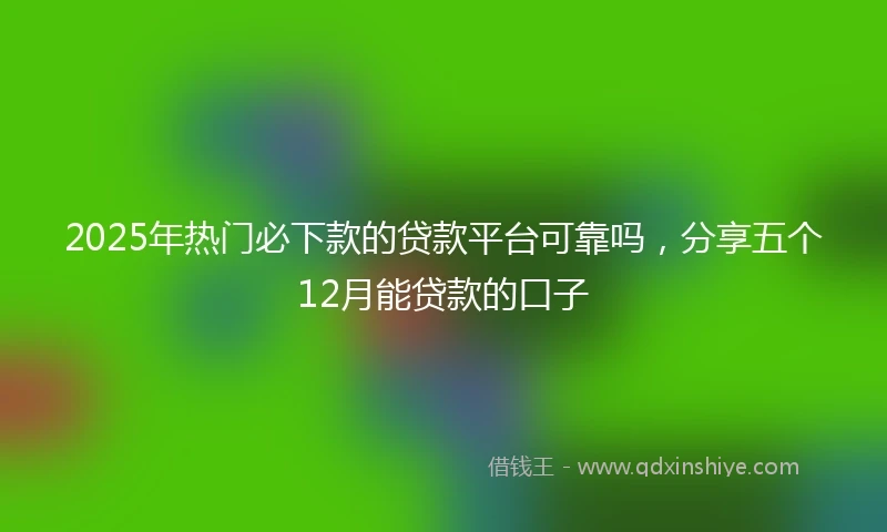 2025年热门必下款的贷款平台可靠吗，分享五个12月能贷款的口子