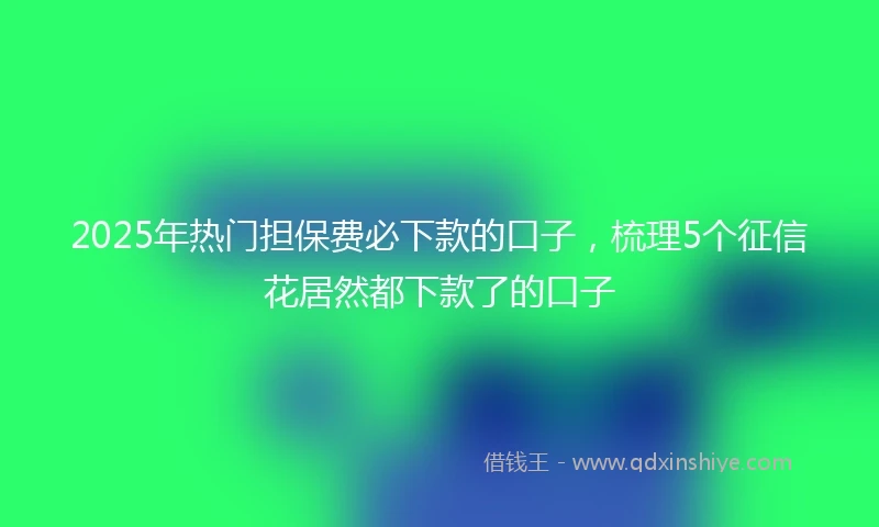 2025年热门担保费必下款的口子，梳理5个征信花居然都下款了的口子