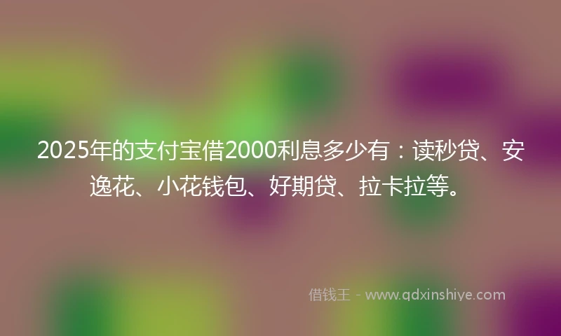 2025年的支付宝借2000利息多少有：读秒贷、安逸花、小花钱包、好期贷、拉卡拉等。