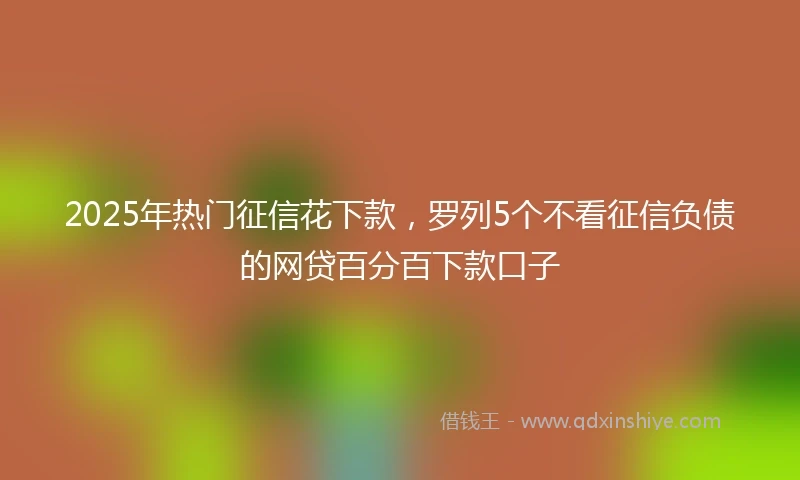 2025年热门征信花下款，罗列5个不看征信负债的网贷百分百下款口子