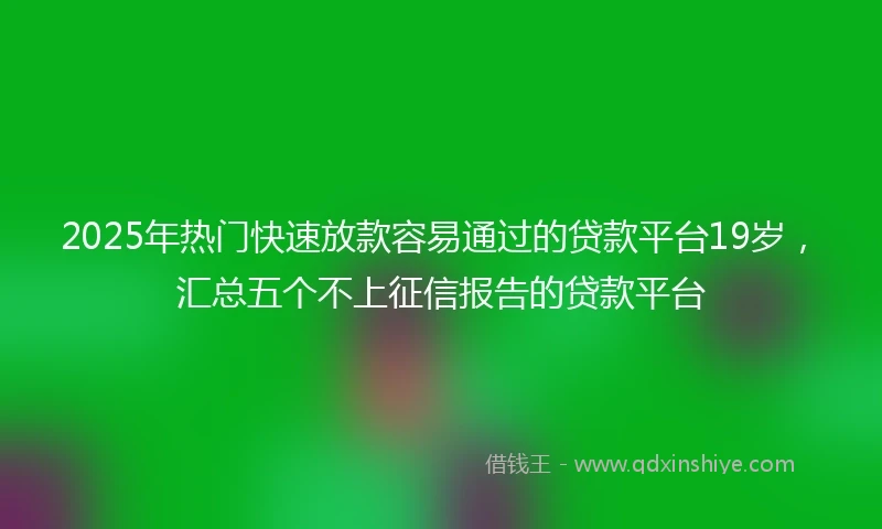 2025年热门快速放款容易通过的贷款平台19岁，汇总五个不上征信报告的贷款平台