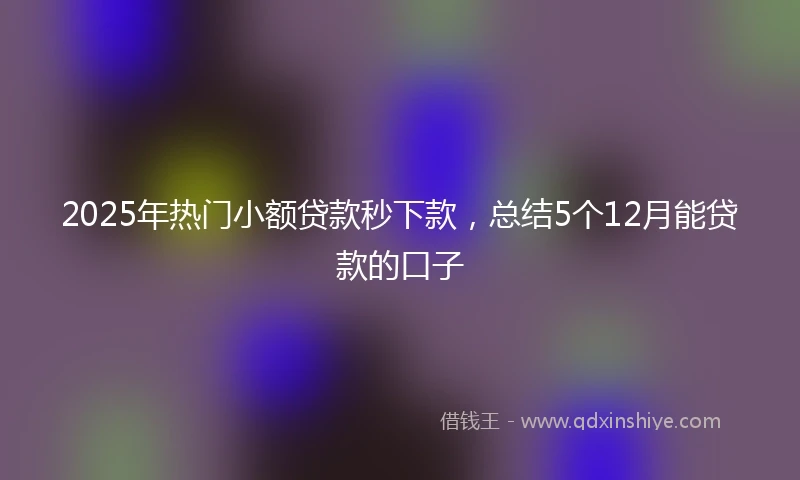 2025年热门小额贷款秒下款，总结5个12月能贷款的口子