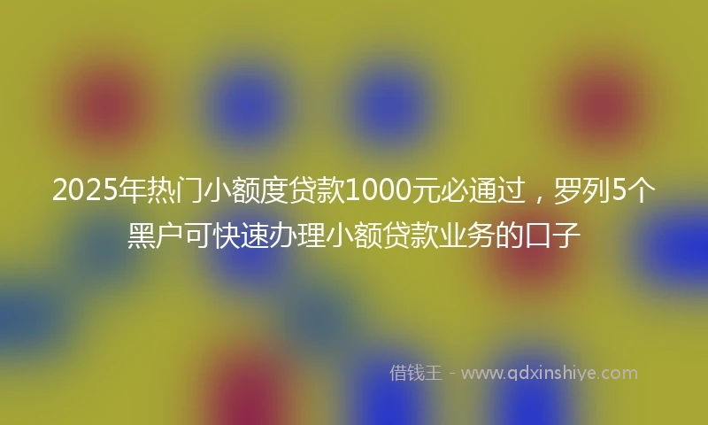 2025年热门小额度贷款1000元必通过，罗列5个黑户可快速办理小额贷款业务的口子