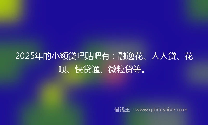 2025年的小额贷吧贴吧有：融逸花、人人贷、花呗、快贷通、微粒贷等。