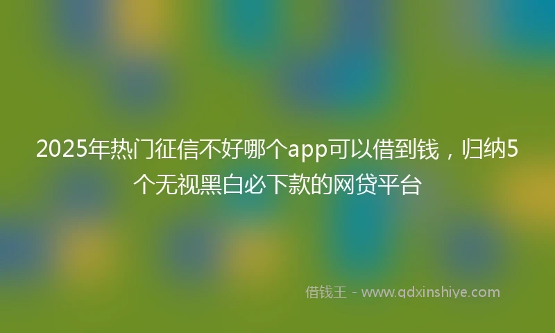 2025年热门征信不好哪个app可以借到钱，归纳5个无视黑白必下款的网贷平台