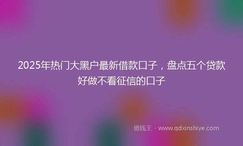 2025年热门大黑户最新借款口子，盘点五个贷款好做不看征信的口子