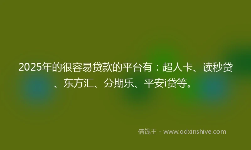 2025年的很容易贷款的平台有：超人卡、读秒贷、东方汇、分期乐、平安i贷等。