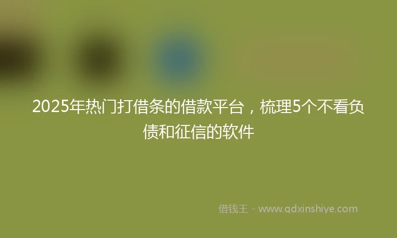 2025年热门打借条的借款平台，梳理5个不看负债和征信的软件