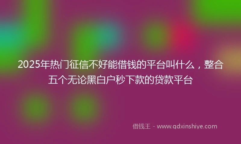 2025年热门征信不好能借钱的平台叫什么，整合五个无论黑白户秒下款的贷款平台