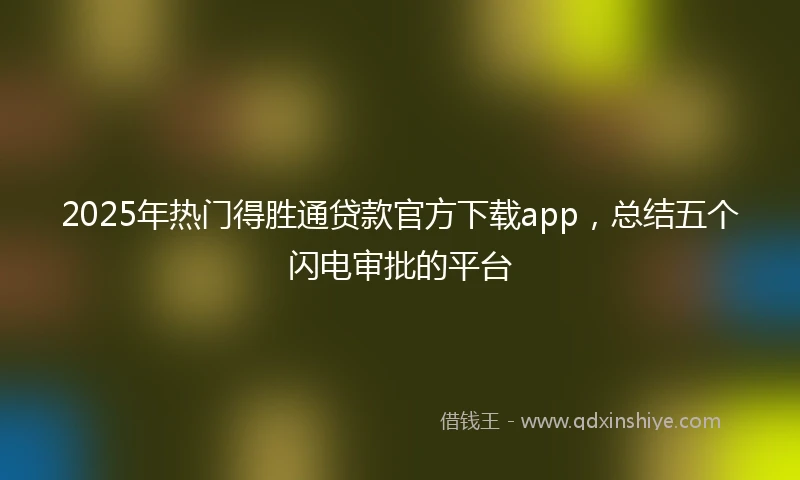 2025年热门得胜通贷款官方下载app，总结五个闪电审批的平台
