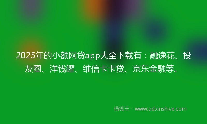 2025年的小额网贷app大全下载有：融逸花、投友圈、洋钱罐、维信卡卡贷、京东金融等。