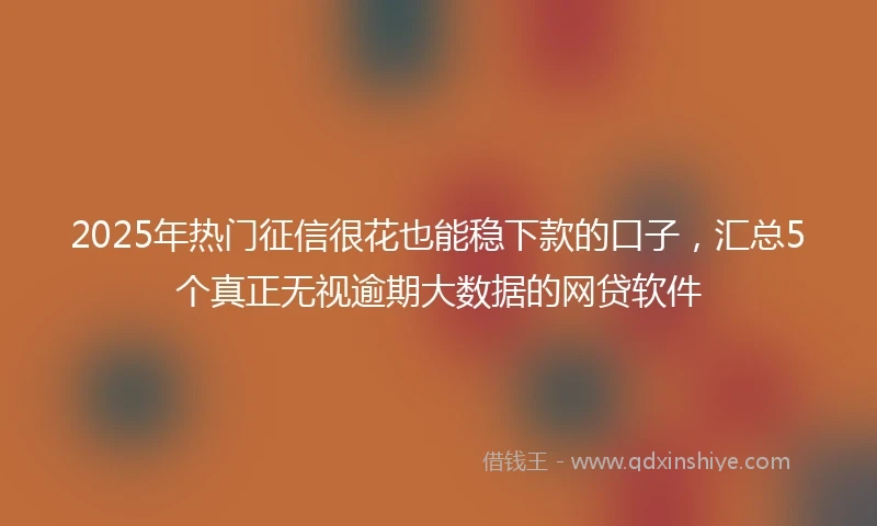 2025年热门征信很花也能稳下款的口子，汇总5个真正无视逾期大数据的网贷软件