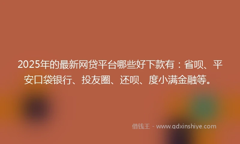 2025年的最新网贷平台哪些好下款有：省呗、平安口袋银行、投友圈、还呗、度小满金融等。