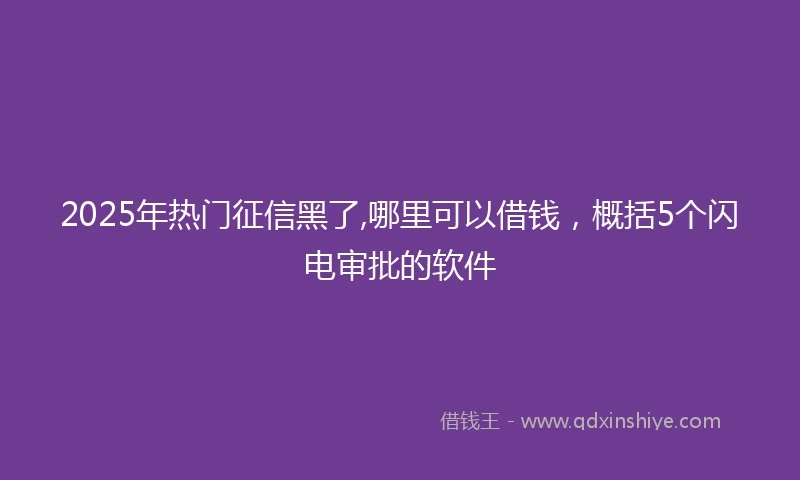 2025年热门征信黑了,哪里可以借钱，概括5个闪电审批的软件
