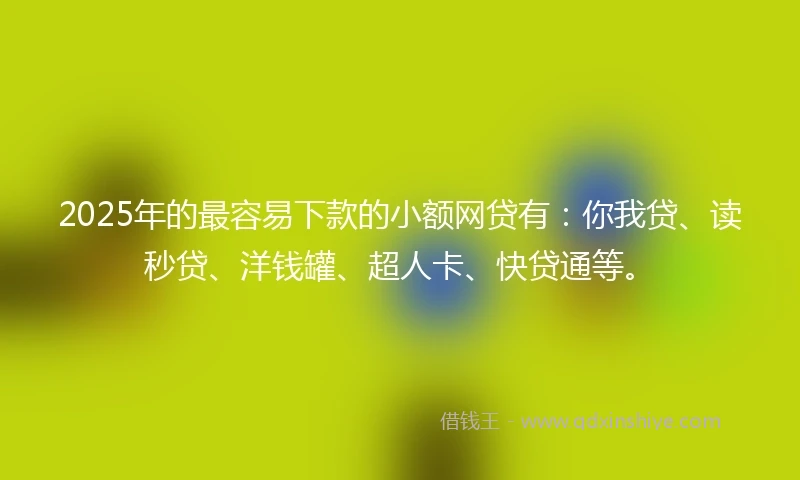 2025年的最容易下款的小额网贷有：你我贷、读秒贷、洋钱罐、超人卡、快贷通等。