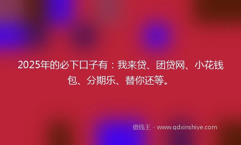 2025年的必下口子有：我来贷、团贷网、小花钱包、分期乐、替你还等。