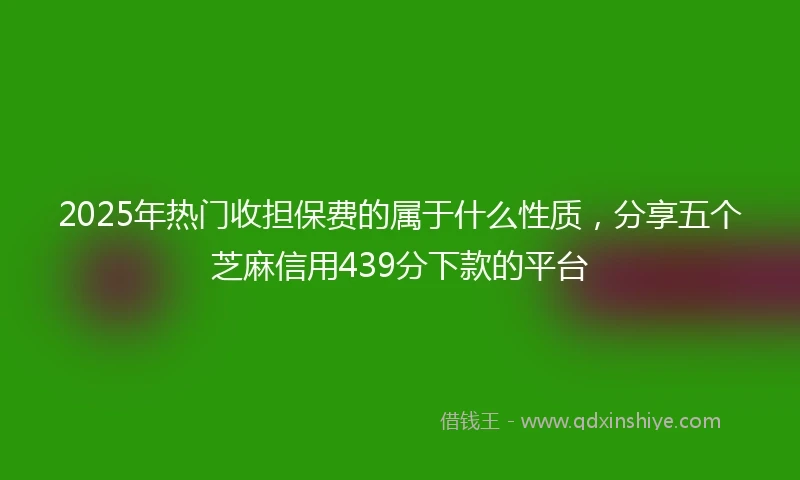 2025年热门收担保费的属于什么性质，分享五个芝麻信用439分下款的平台