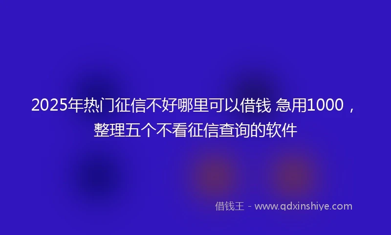 2025年热门征信不好哪里可以借钱 急用1000，整理五个不看征信查询的软件