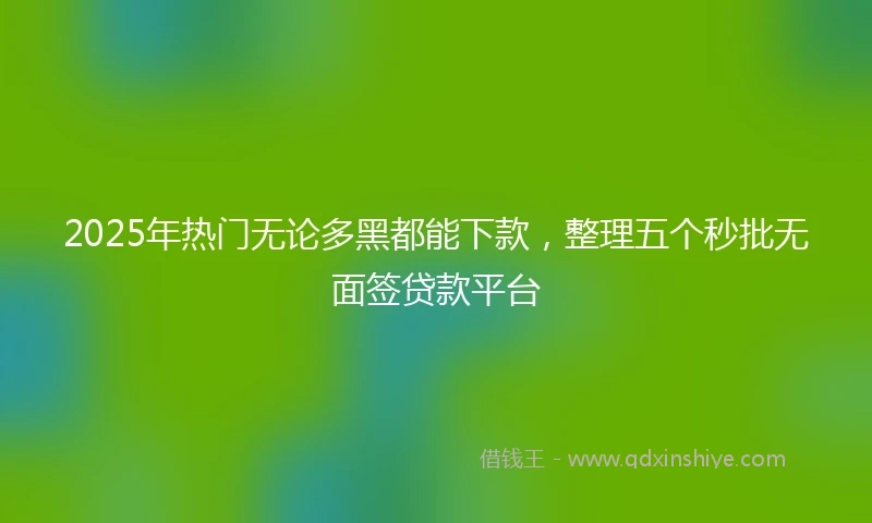 2025年热门无论多黑都能下款，整理五个秒批无面签贷款平台
