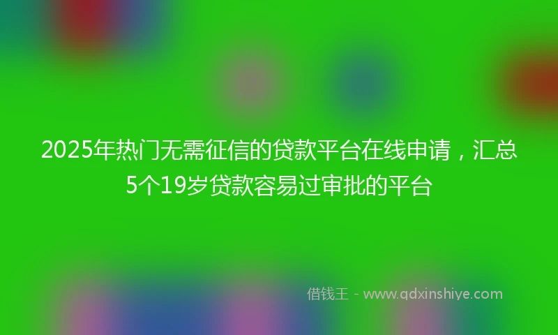 2025年热门无需征信的贷款平台在线申请，汇总5个19岁贷款容易过审批的平台