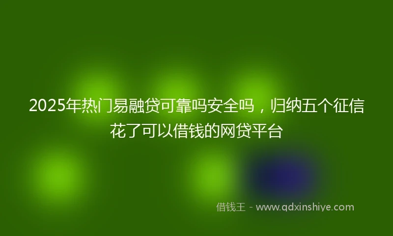 2025年热门易融贷可靠吗安全吗，归纳五个征信花了可以借钱的网贷平台