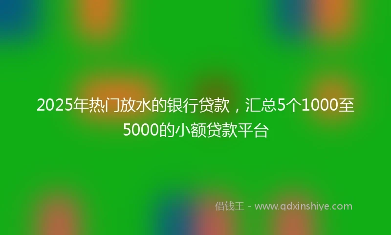 2025年热门放水的银行贷款，汇总5个1000至5000的小额贷款平台