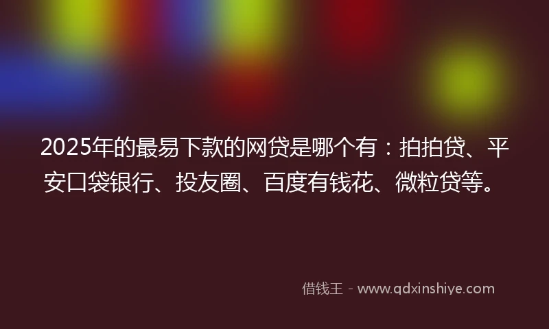 2025年的最易下款的网贷是哪个有：拍拍贷、平安口袋银行、投友圈、百度有钱花、微粒贷等。