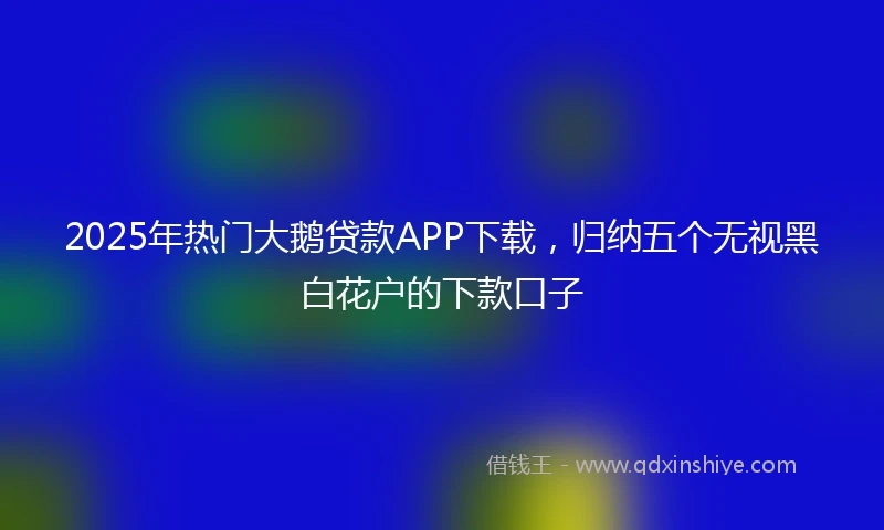 2025年热门大鹅贷款APP下载，归纳五个无视黑白花户的下款口子