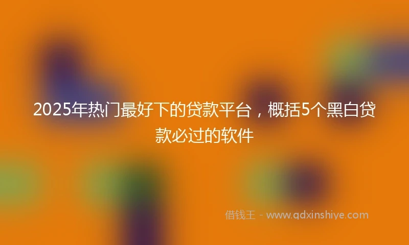 2025年热门最好下的贷款平台，概括5个黑白贷款必过的软件