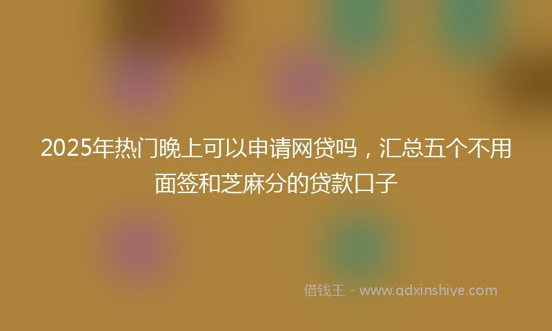 2025年热门晚上可以申请网贷吗，汇总五个不用面签和芝麻分的贷款口子