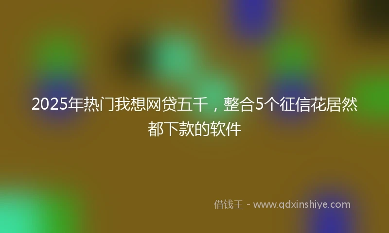 2025年热门我想网贷五千，整合5个征信花居然都下款的软件