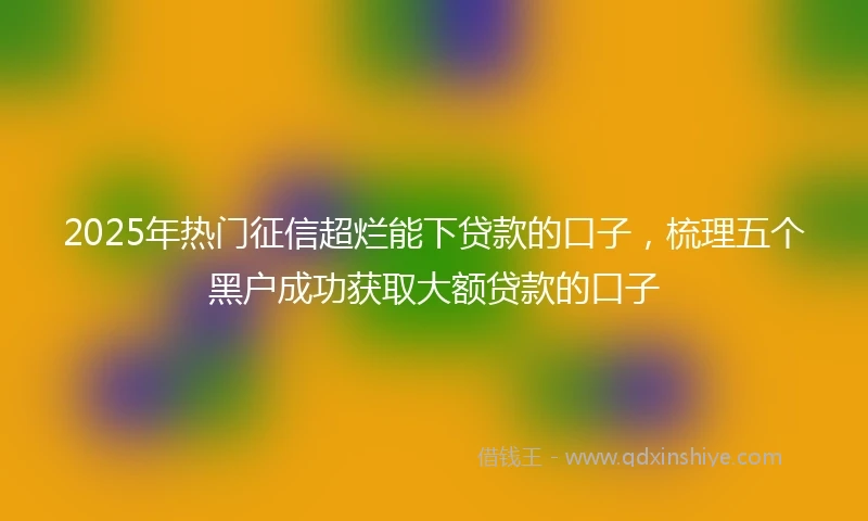 2025年热门征信超烂能下贷款的口子，梳理五个黑户成功获取大额贷款的口子