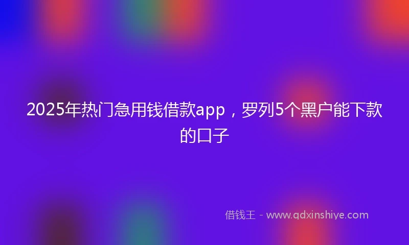 2025年热门急用钱借款app，罗列5个黑户能下款的口子